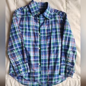 Boys Blue & Green Plaid Button-Down Shirt